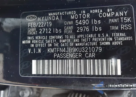 2019 Genesis G80 3.3T Sport from USA, damaged, VIN KMTFN4JB9KU321079